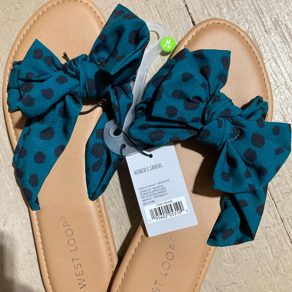 NWT West Loop Women's Teal Polka Dot Sandals